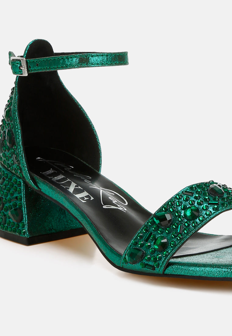 rhinestone embellished shimmer sandals#colour_green