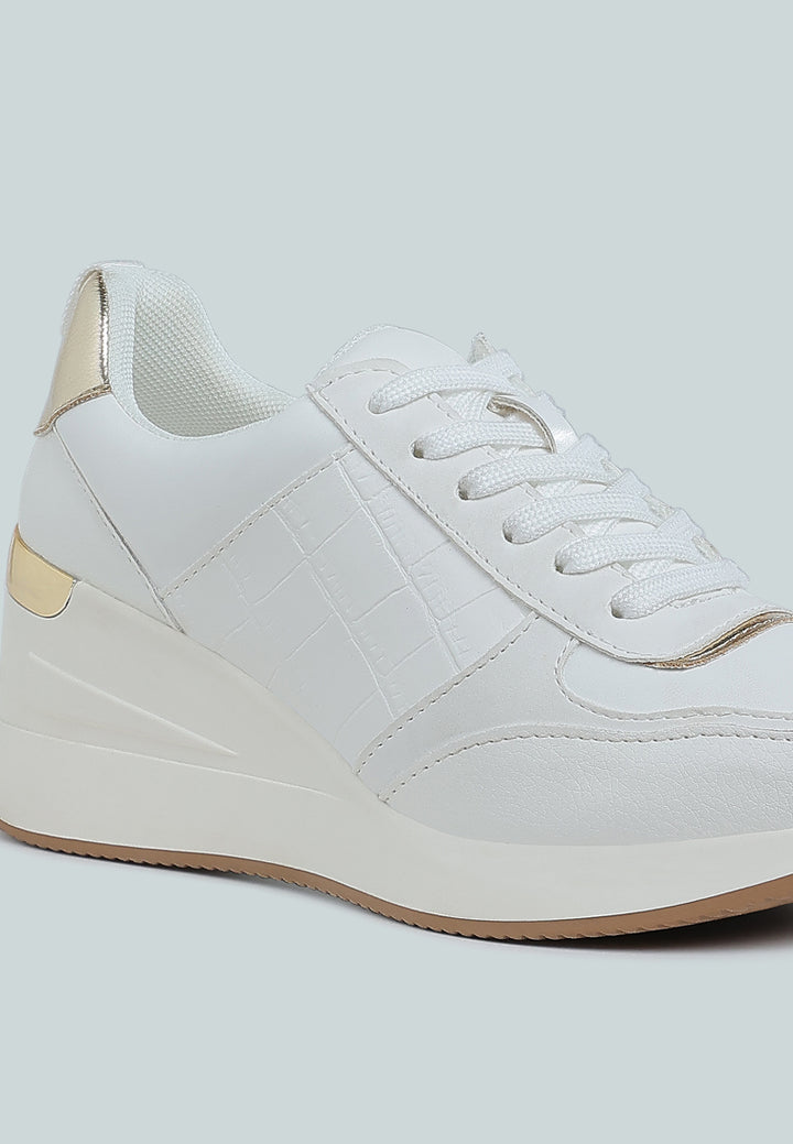 women chunky wedge heel sneaker#color_white