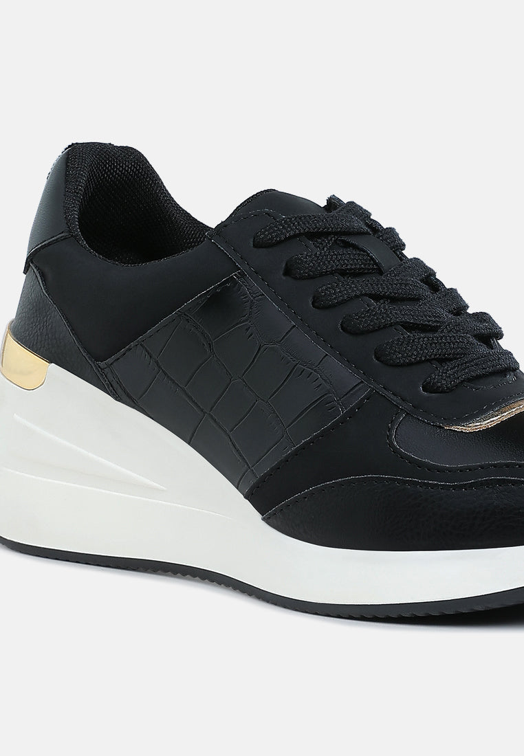 women chunky wedge heel sneaker#color_black