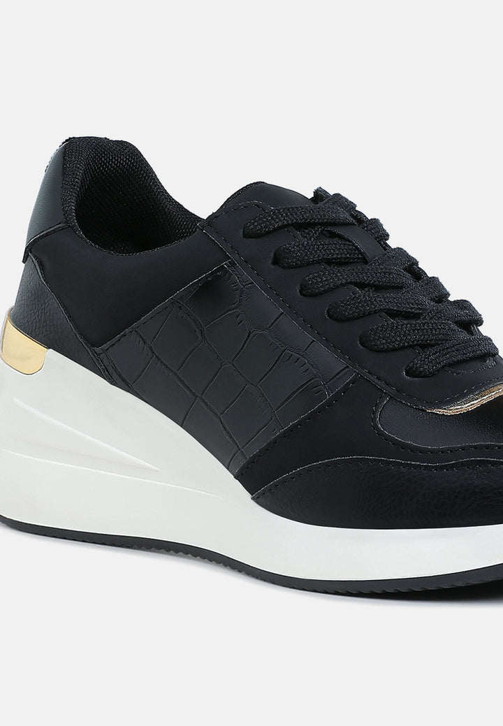 women chunky wedge heel sneaker#color_black