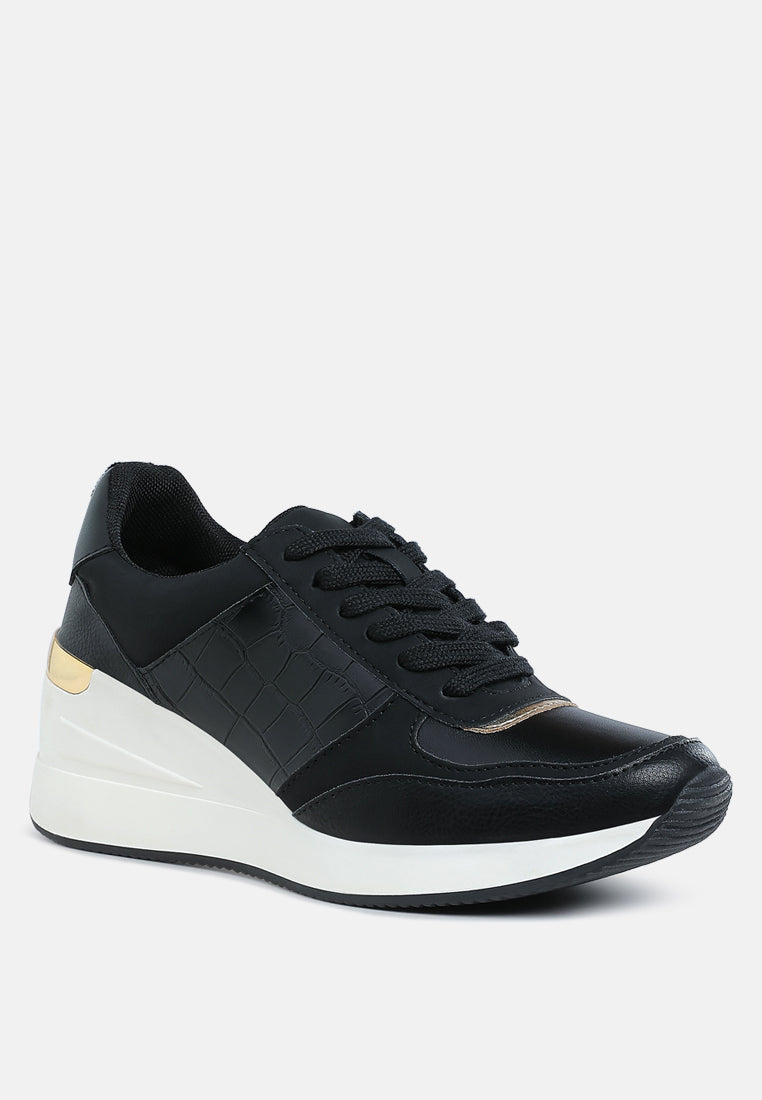 women chunky wedge heel sneaker#color_black