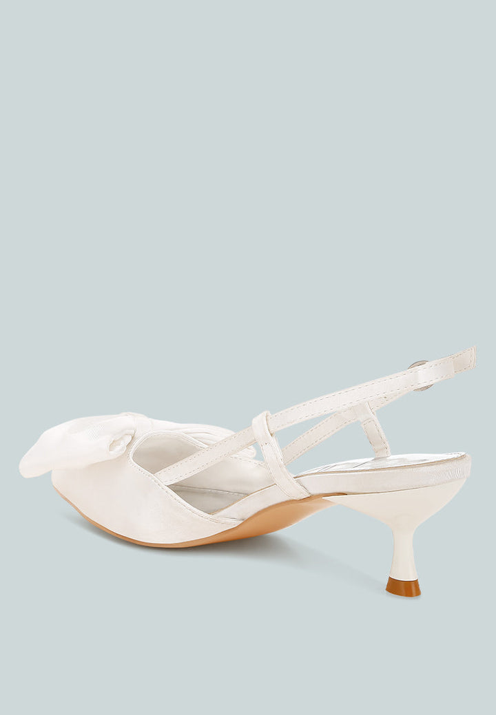 women satin bow slingback sandals#color_white