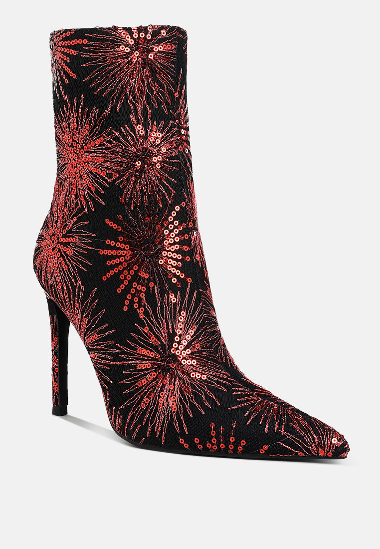 women sequin embellished stiletto boots#color_red