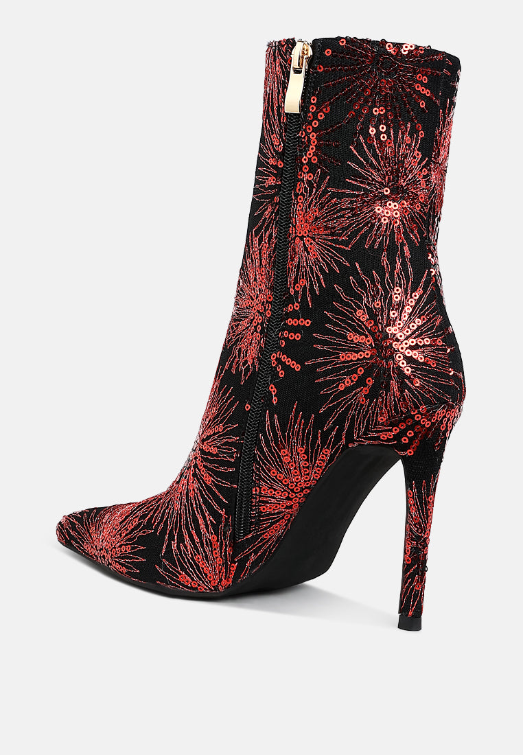 women sequin embellished stiletto boots#color_red