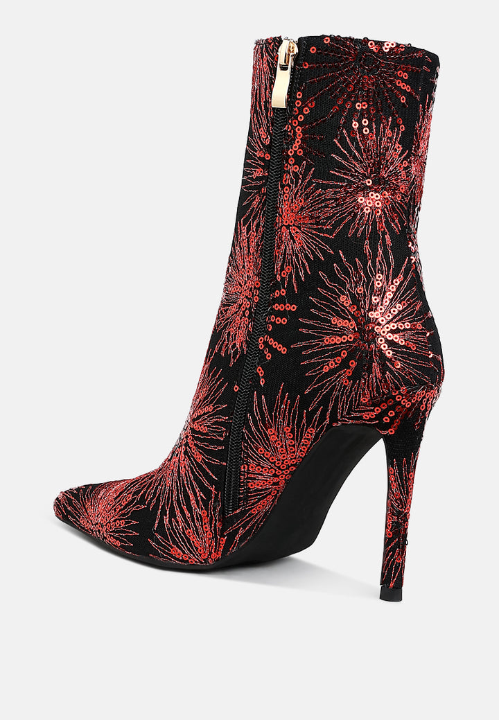 women sequin embellished stiletto boots#color_red