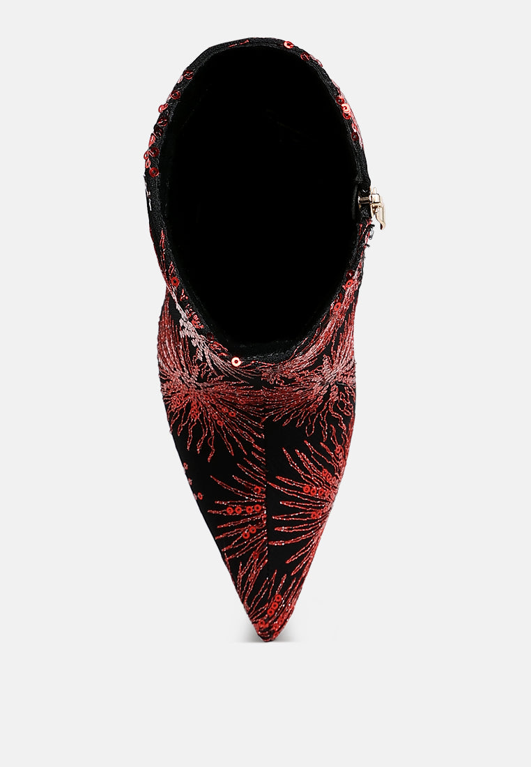 women sequin embellished stiletto boots#color_red