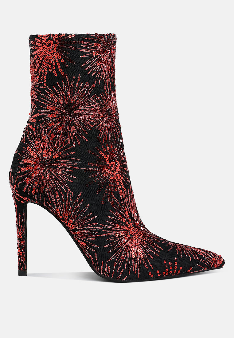 women sequin embellished stiletto boots#color_red