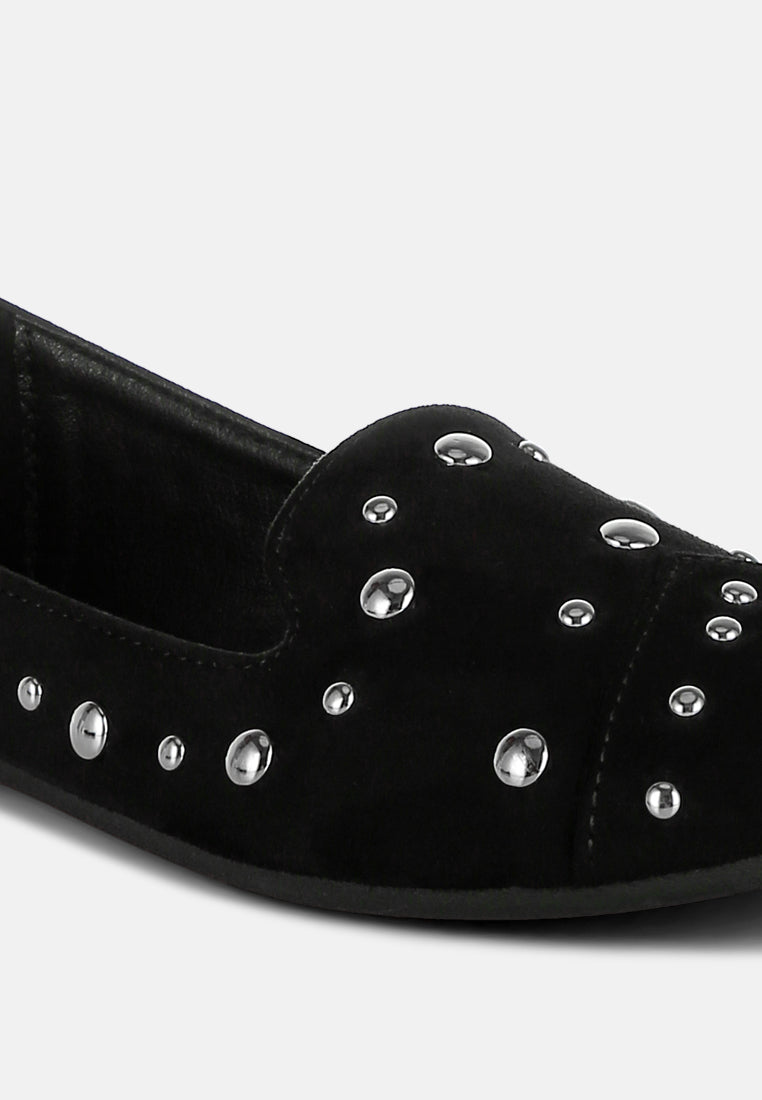women stud emebllished ballet flats#color_black
