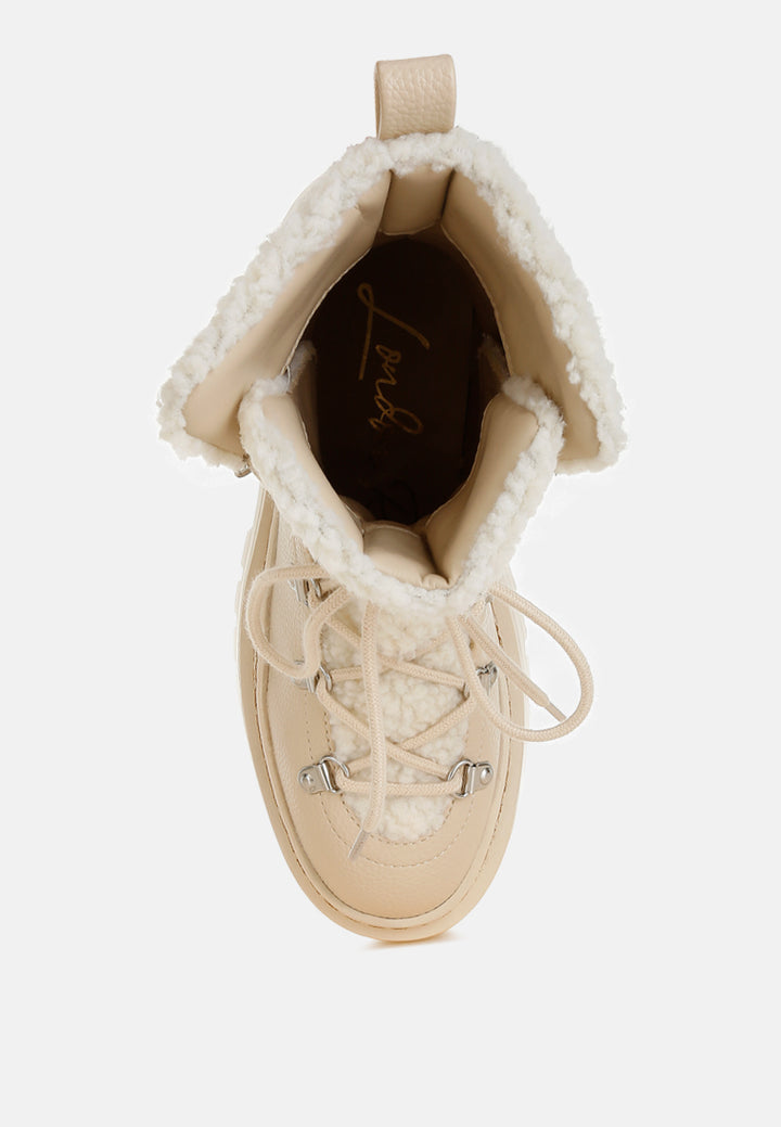 women fleece & faux leather boots#color_off-white