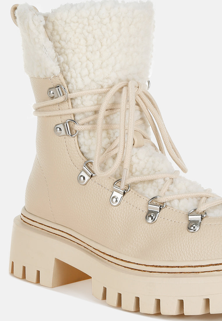 women fleece & faux leather boots#color_off-white