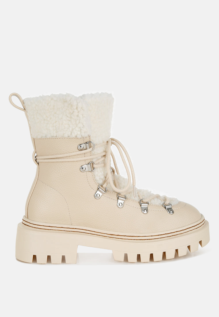 women fleece & faux leather boots#color_off-white