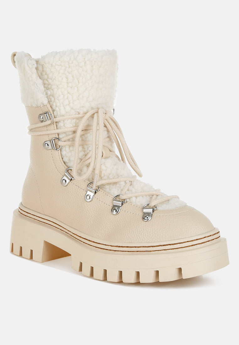 women fleece & faux leather boots#color_off-white