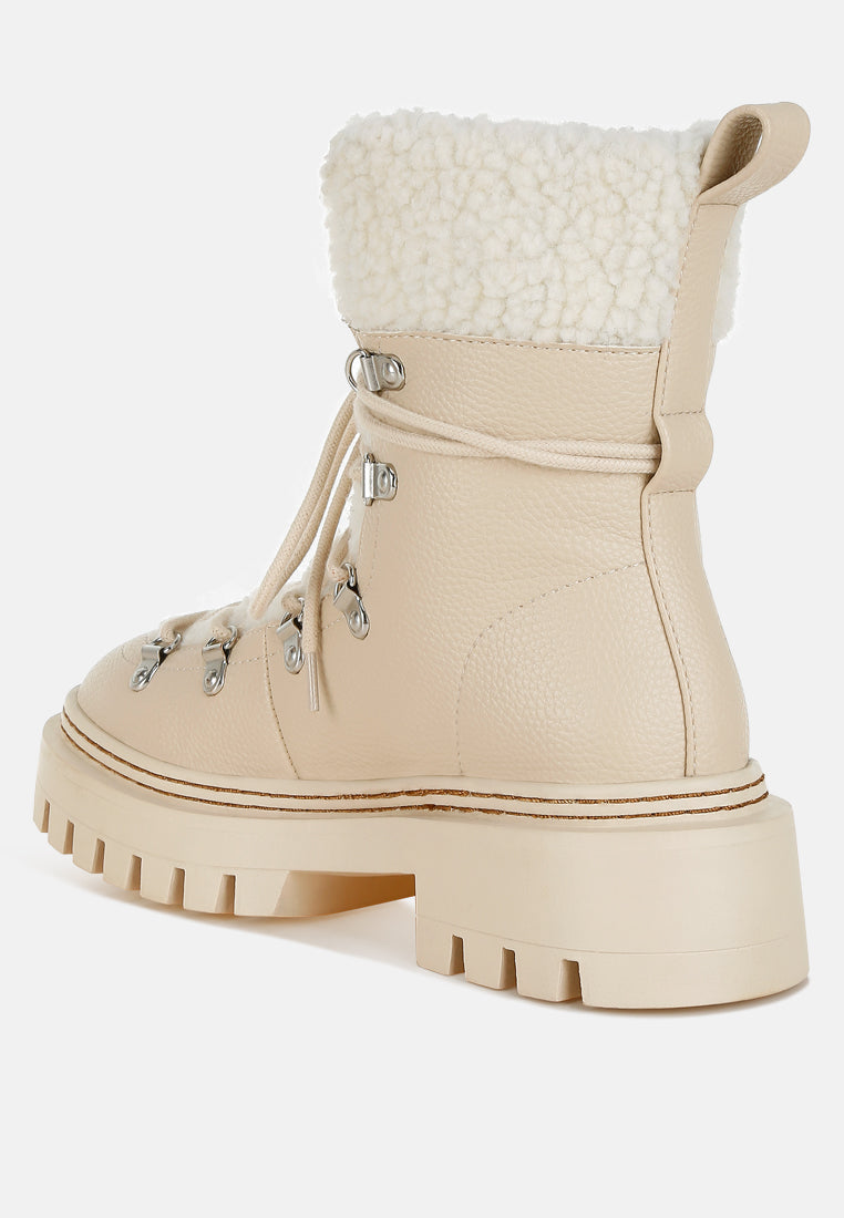 women fleece & faux leather boots#color_off-white