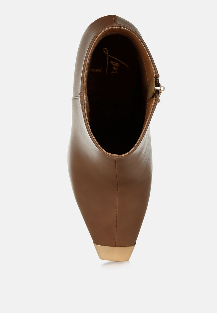 metallic cap toe faux leather boots#colour_brown