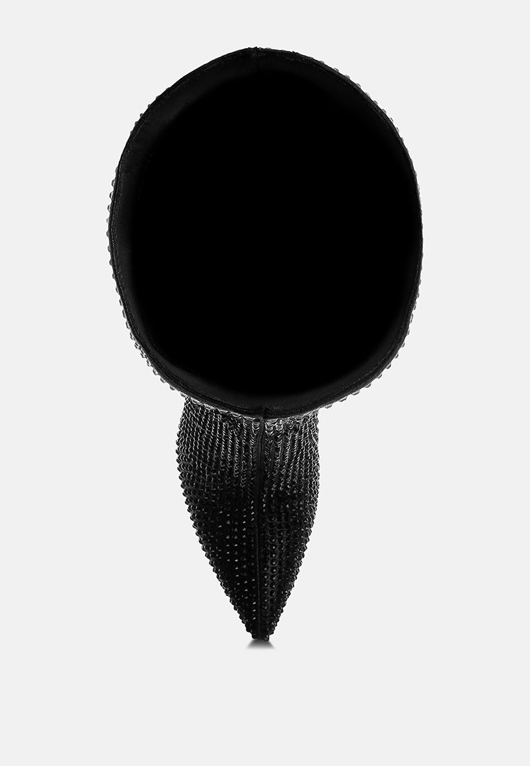 women shiny rhinestone studded calf boots#color_black