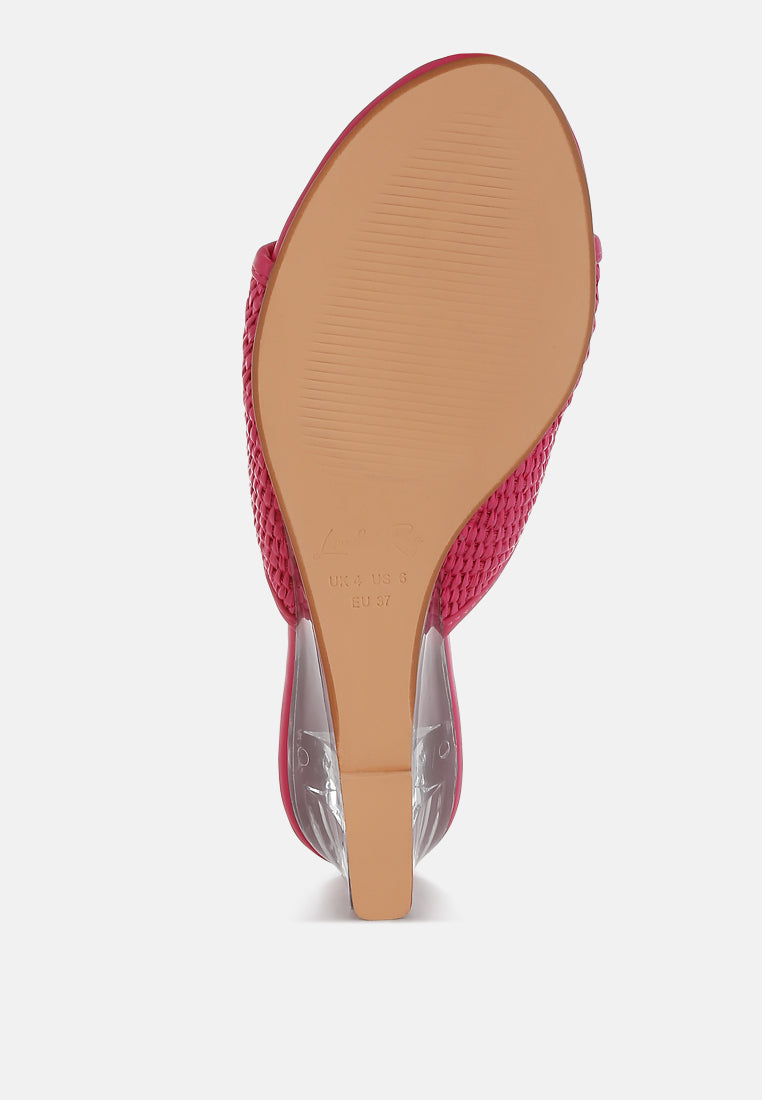 osminda raffia clear heel wedge sandals#color_pink