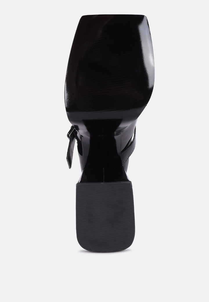 women high platform heel mary jane sandals#color_black