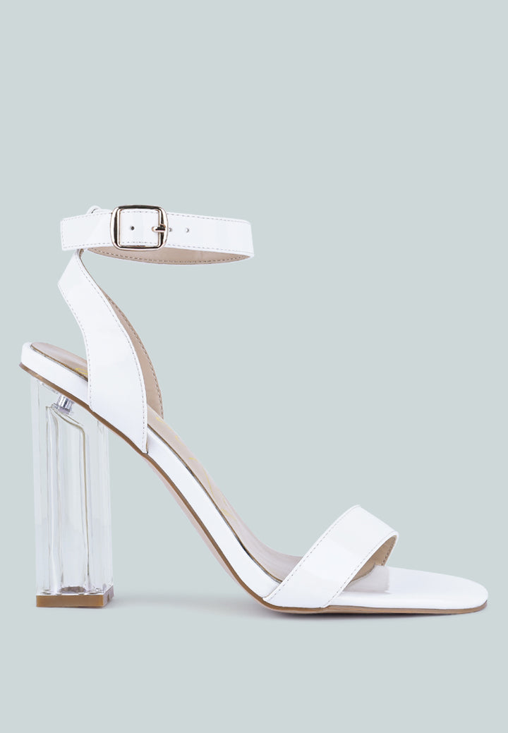 women clear high heeled block sandals#color_white