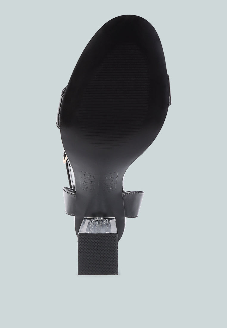 women clear high heeled block sandals#color_black