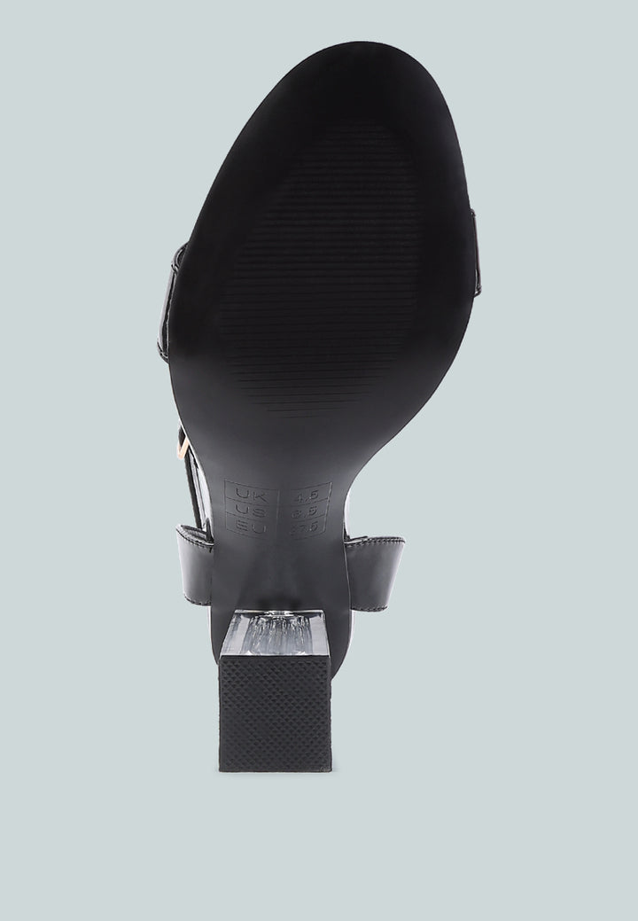 women clear high heeled block sandals#color_black