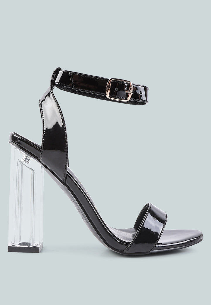 women clear high heeled block sandals#color_black