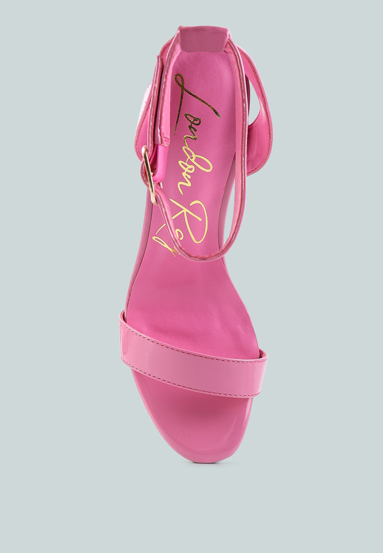 women clear high heeled block sandals#color_pink