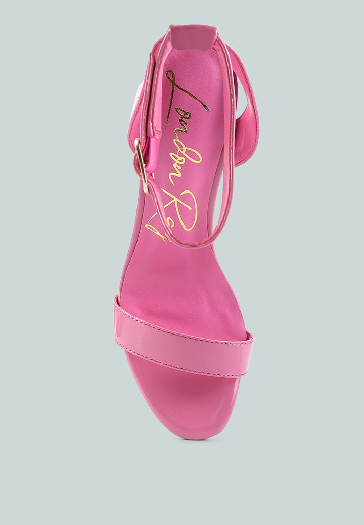 women clear high heeled block sandals#color_pink