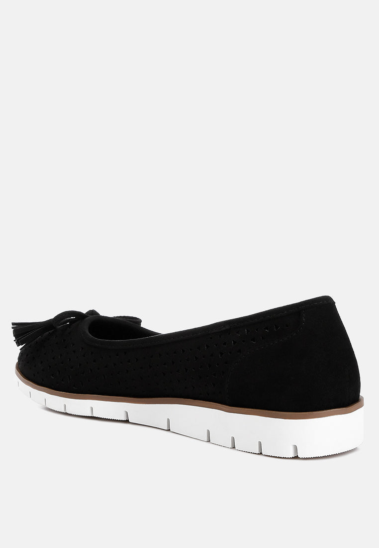 women perforated faux leather ballerinas#color_black