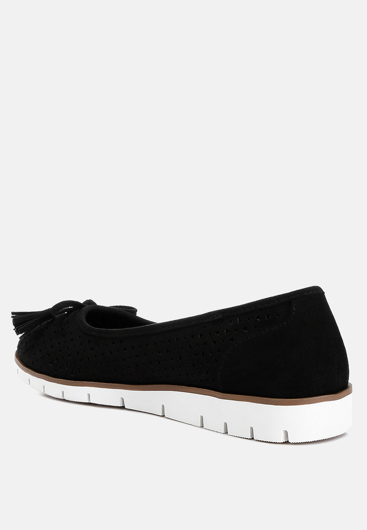women perforated faux leather ballerinas#color_black