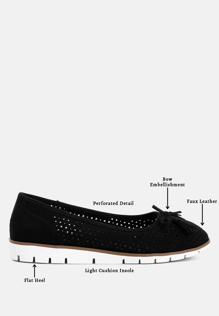 women perforated faux leather ballerinas#color_black