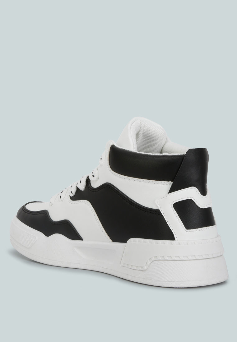 men's panelling detail ankle length sneakers#color_black-white