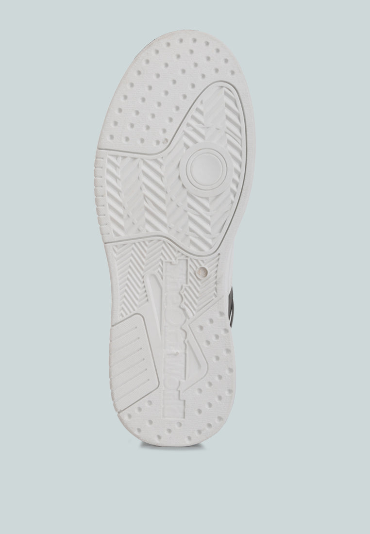 men's panelling detail ankle length sneakers#color_black-white