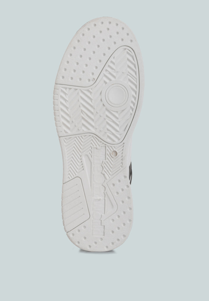 men's panelling detail ankle length sneakers#color_black-white