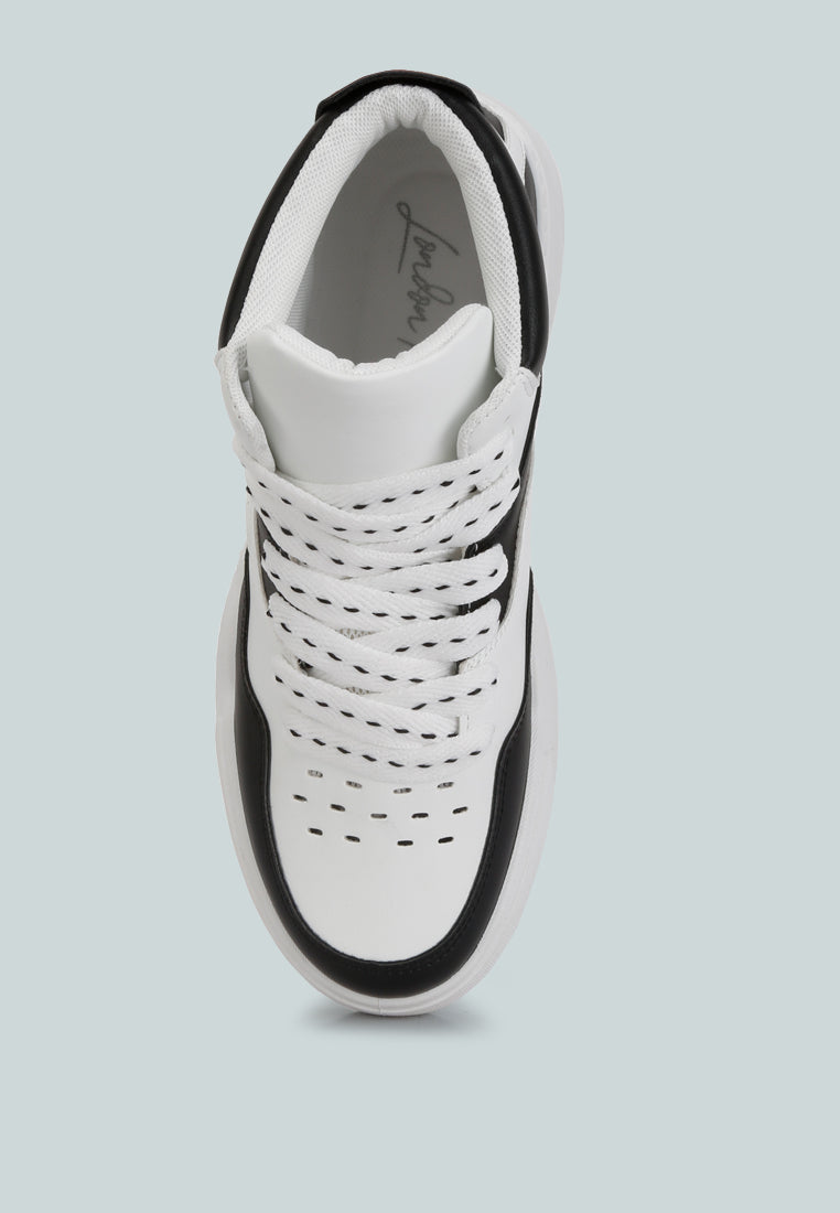 men's panelling detail ankle length sneakers#color_black-white