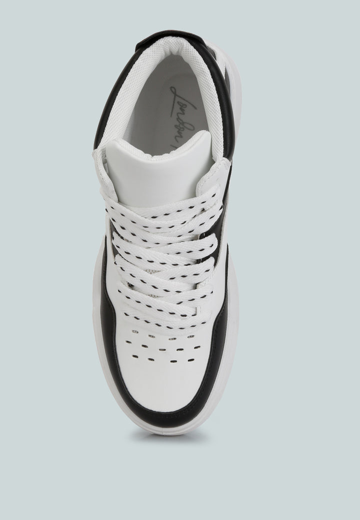 men's panelling detail ankle length sneakers#color_black-white