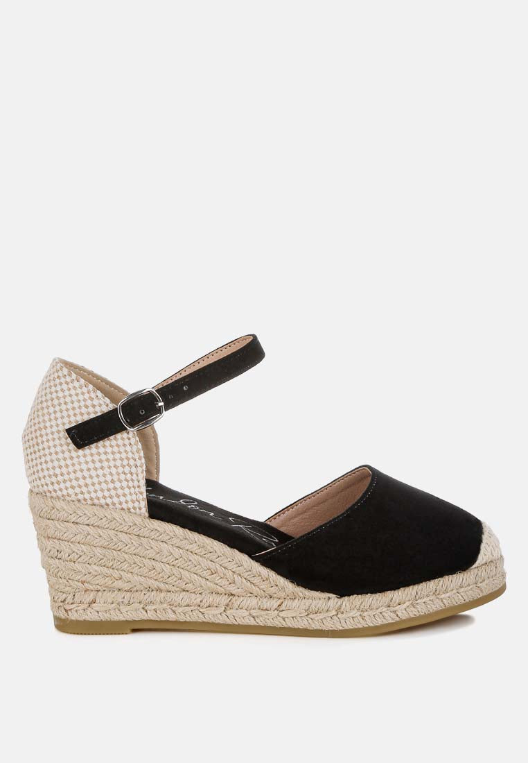 women microfiber espadrilles sandals#color_black
