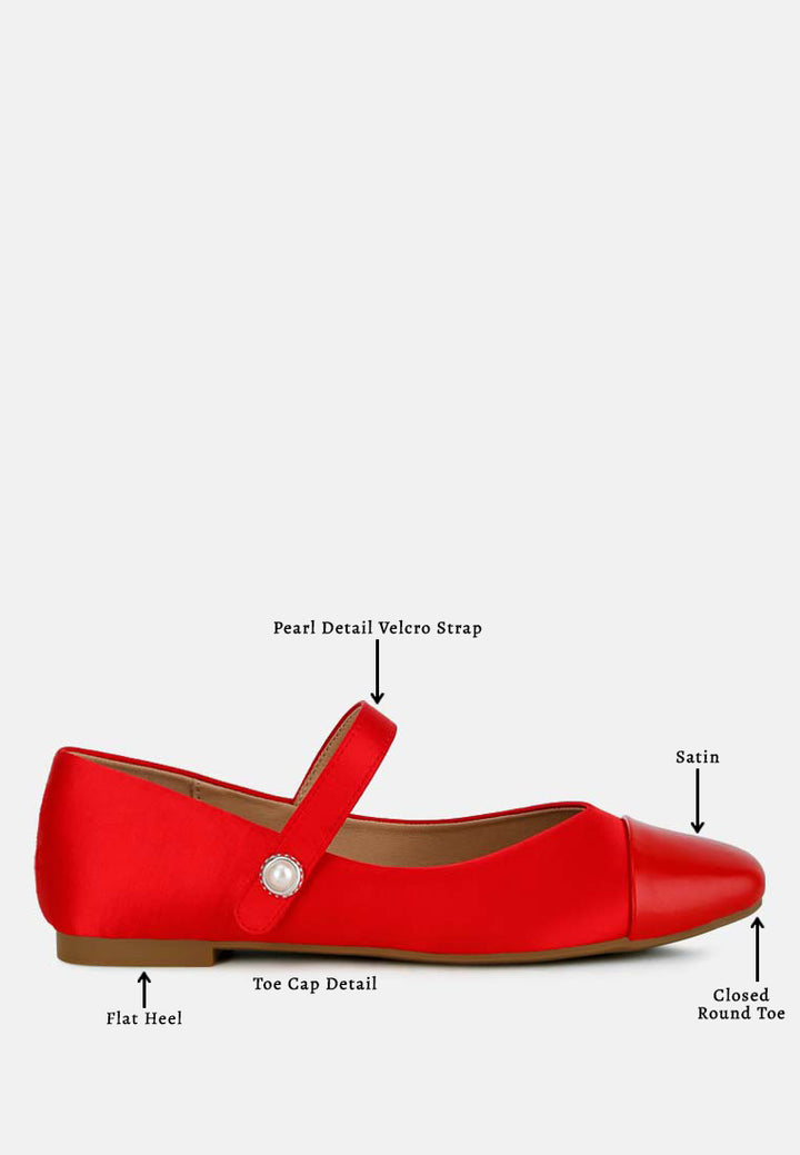 women patent toe cap satin mary jane ballerina#color_red