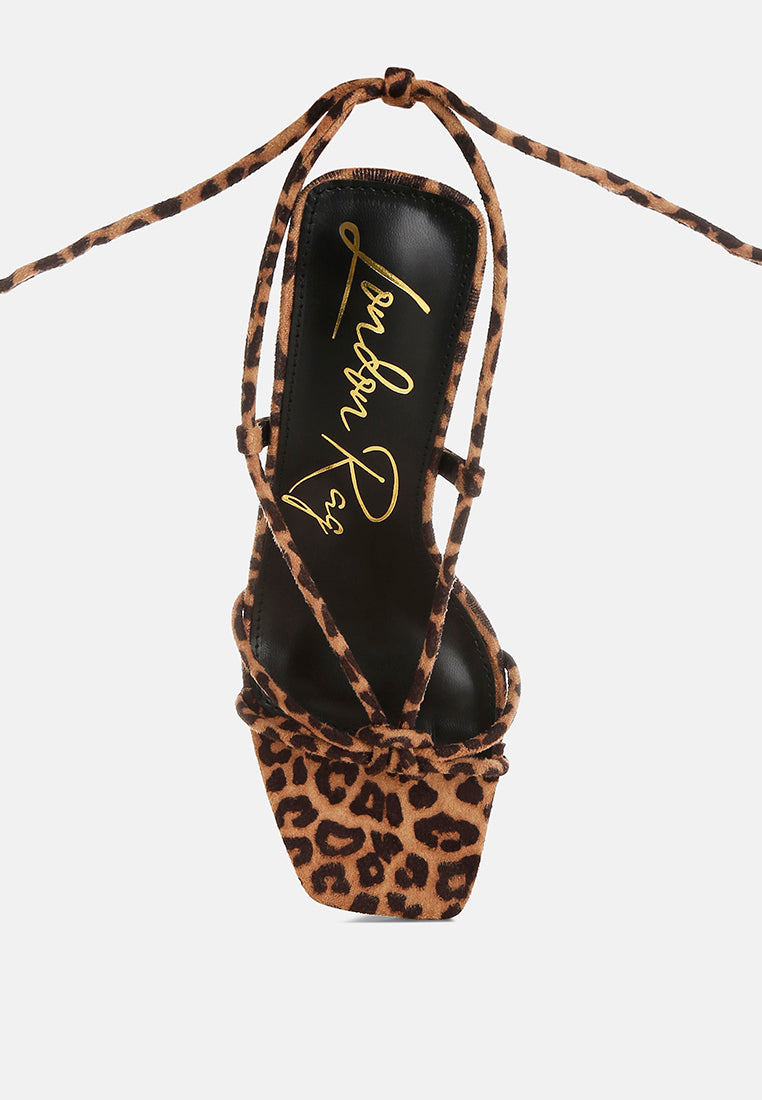 Women Leopard Print Square Toe Heels