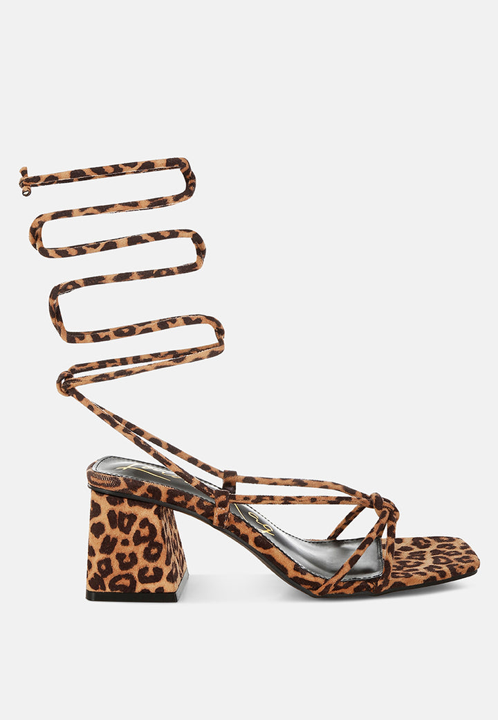 Women Leopard Print Square Toe Heels