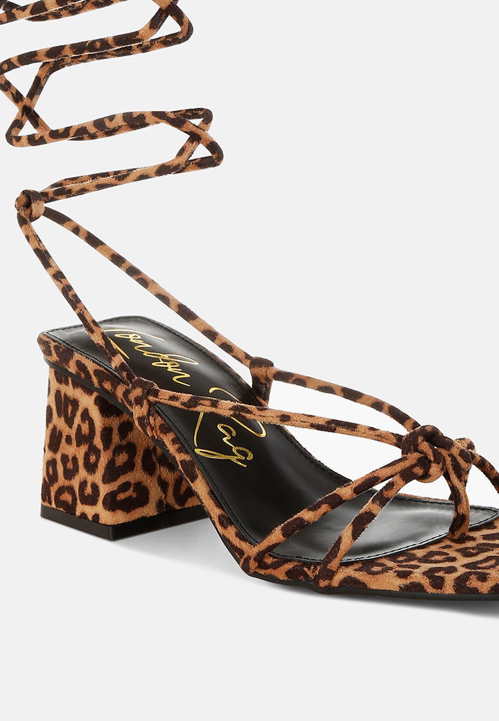 Women Leopard Print Square Toe Heels
