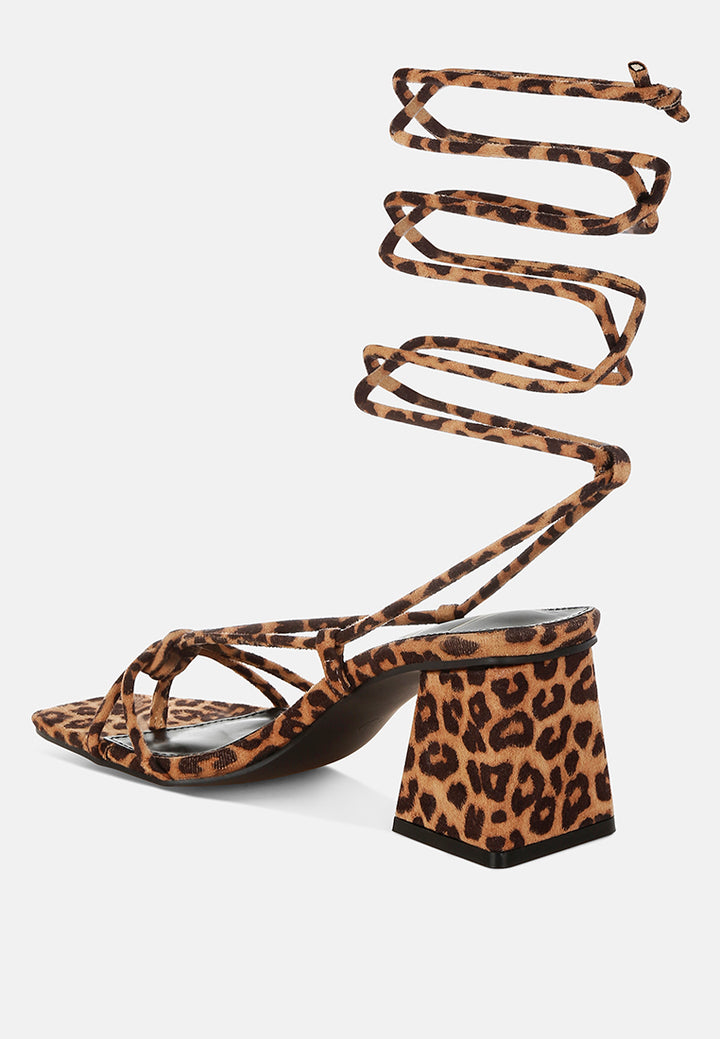 Women Leopard Print Square Toe Heels