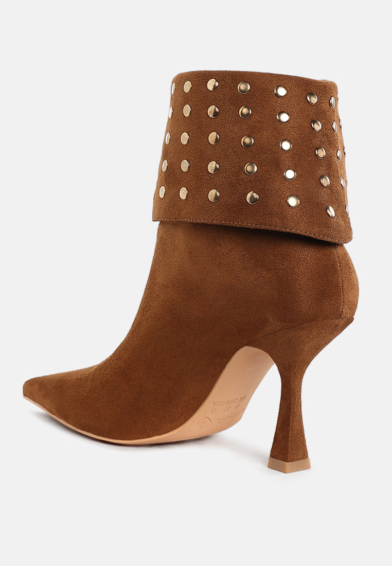 Women Stud Embellished Foldover Boots