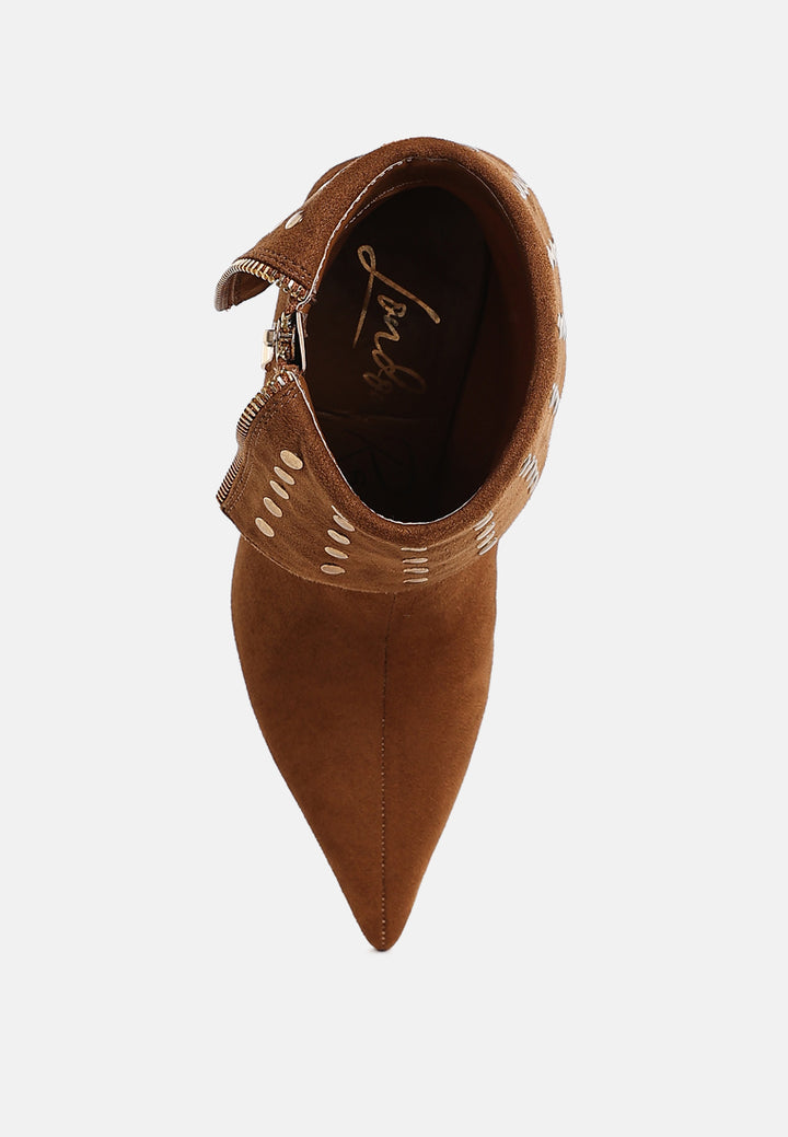 Women Stud Embellished Foldover Boots