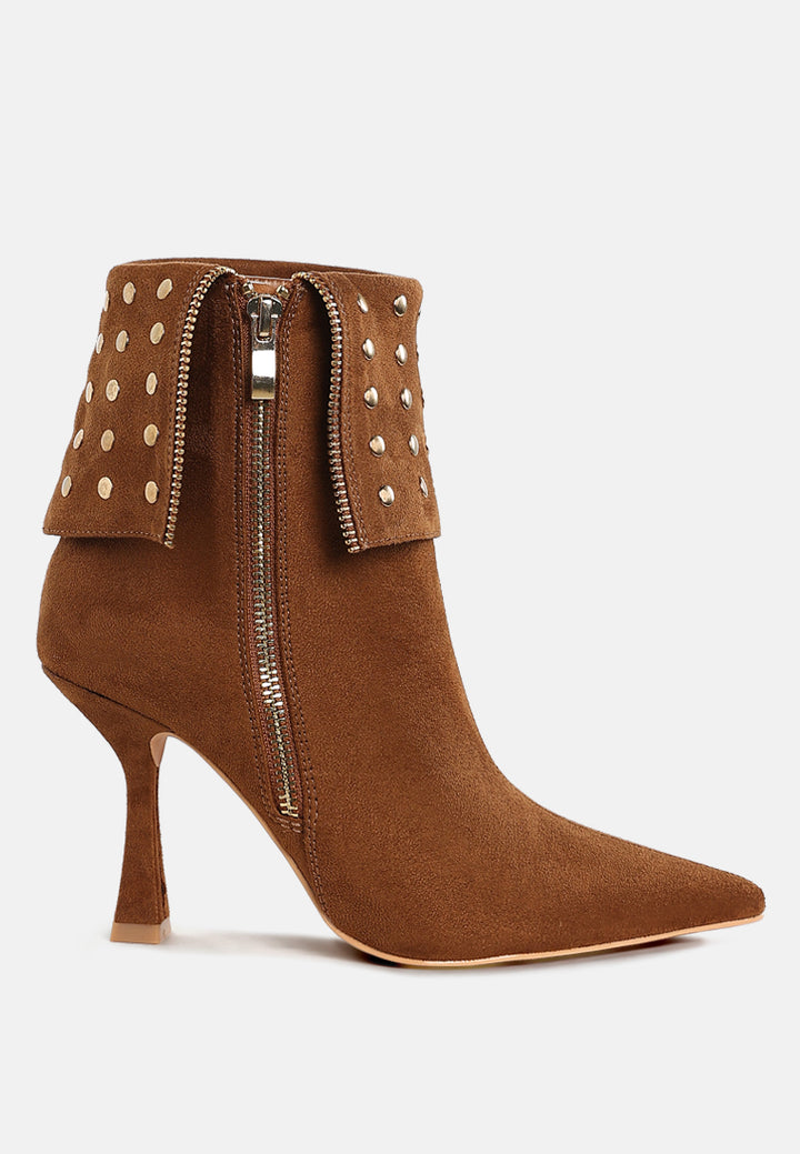 Women Stud Embellished Foldover Boots