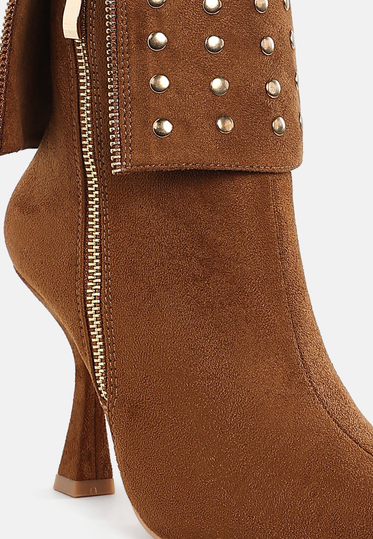 Women Stud Embellished Foldover Boots