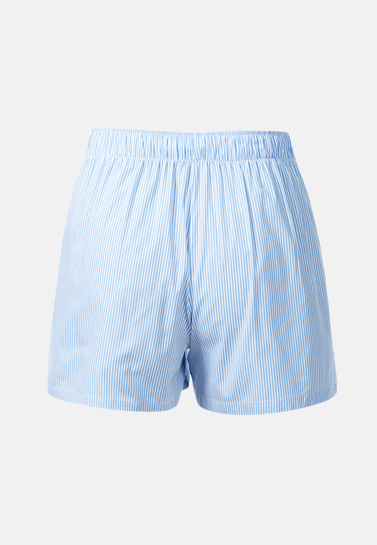 women pin-stripes casual shorts#color_blue