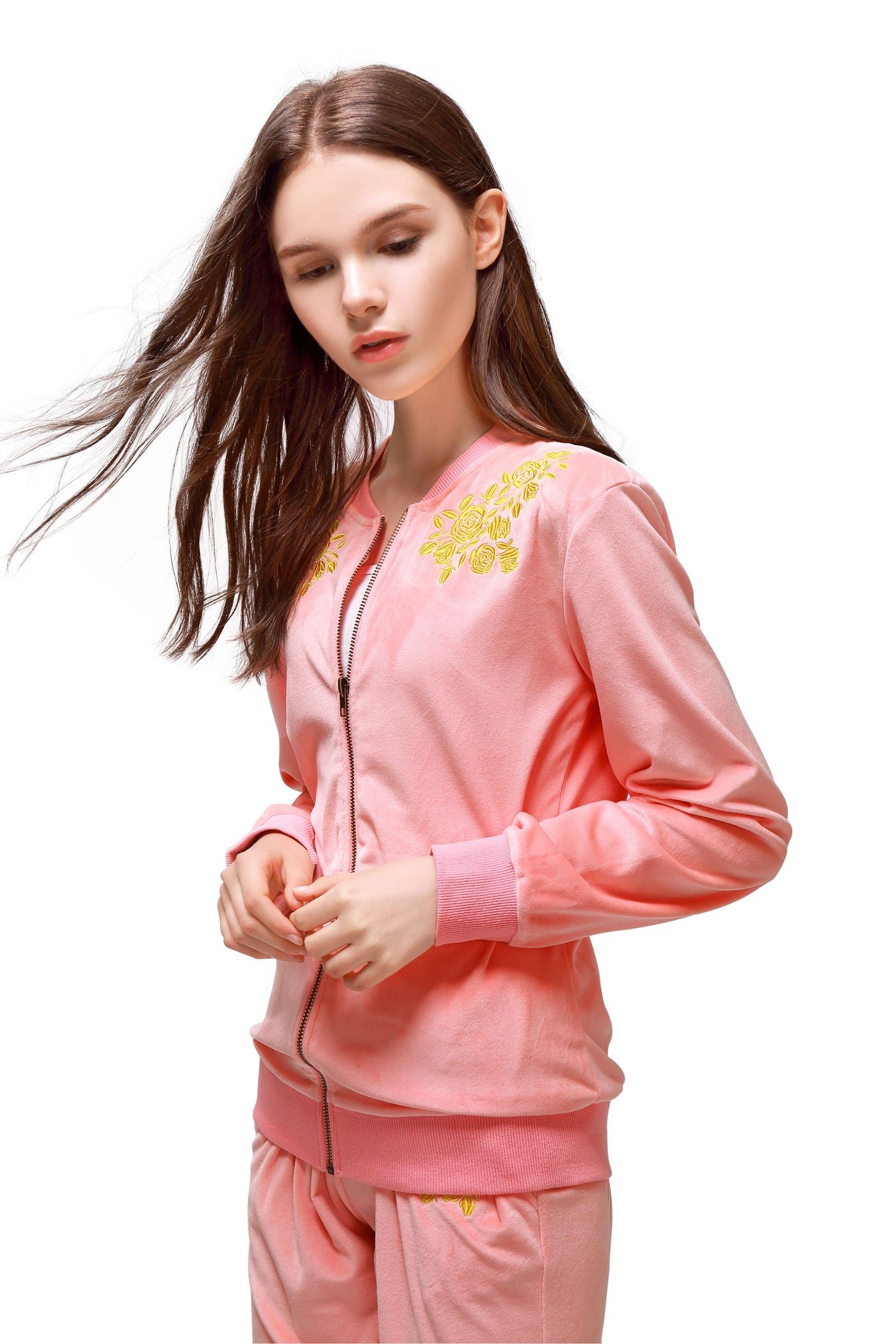 Pink Velvet Embroidery Jacket