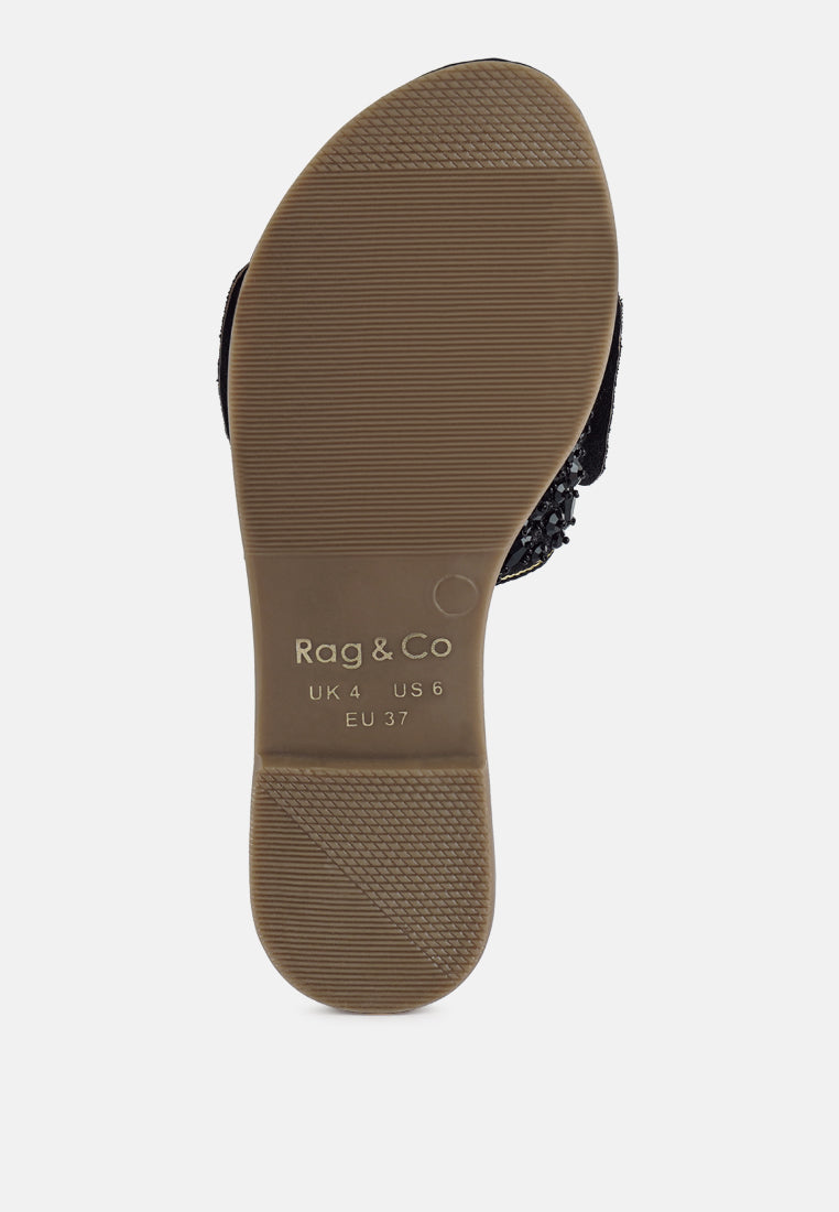 women big bow beaded flats#color_black