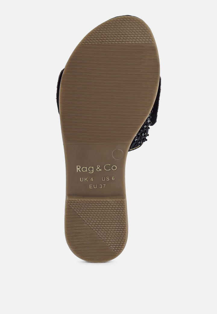 women big bow beaded flats#color_black