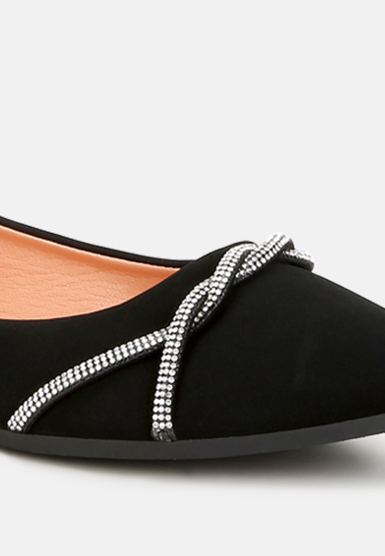 women rhinestone faux leather ballerinas#color_black